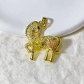 Macro detail of horse pendant in gold plating with pavé cubic zirconia and gemstones - Gold Running Horse Pendant (6) (Pendant Only (Without Chain))