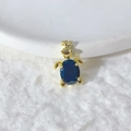 Golden turtle pendant with oval dark blue zircon inlay and textured metal details - Gold Turtle with Deep Blue Oval Gemstone (Pendant Only)