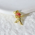 Golden astronaut pendant in dab dance pose with red glitter mask and small diamonds - Gold Red Face Dab Astronaut (9)