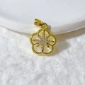 Verfijnde vergulde bloemhanger met kattenoogsteen en ingelegde zirkonia details - Gouden Kattenoog Look Bloemenstijl (9) / Goud