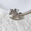 Sparkling rocking horse pendant with micro-paved zircons for DIY jewelry design - Silver Rocking Horse Pendant (1) (Pendant Only (Without Chain))