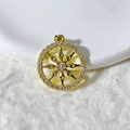 Gold plated copper sun star charm with zircon micro inlay for DIY jewelry design - Gold Sun Wheel Style (7)