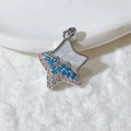 Pendentif étoile vintage en argent avec cristaux bleu clair et nacre blanche incrustée - Étoile Bleu Blanc Argentée (15)