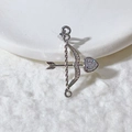 Silver bow and arrow pendant with heart-shaped stone and cubic zirconia inlay - Silver Clear Heart Arrow