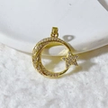 Prachtige vergulde maan en ster bedel hanger met sprankelende zirkonia inlegwerk - Volledige Zirkonia Gouden Maan en Ster Stijl (10) / Goud