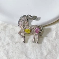 Macro shot of silver horse pendant with pavé cubic zirconia and colorful gemstones - Silver Pave Pony Pendant (5) (Pendant Only (Without Chain))