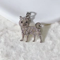 Magnifique collier avec pendentif chien Shiba Inu serti de zircons blancs brillants - Shiba Inu Argenté