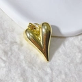 3D gold plated heart pendant with polished finish and bail for DIY jewelry making - Shiny Gold Polished Heart Style (1)
