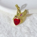 Exquisite golden hummingbird pendant with vibrant gems and a large red heart zircon - Gold Red Heart Hummingbird Design (14) (Pendant Only (Without Chain))