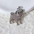 Pendentif carlin scintillant en argent avec zircons blancs et yeux en pierre noire - Carlin Argenté