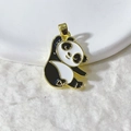 Golden panda pendant accessory with black and white enamel and sparkling zircon micro-inlay - Gold Giant Panda Pendant (4) (Pendant Only (Without Chain))