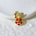 Golden I Love Soccer pendant with football charm and sparkling heart stone setting - Gold Love Soccer (Red & White)
