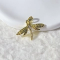 18K gold-plated dragonfly pendant with white zircon crystals on a clean background - Dragonfly Gold White Zirconia Pendant Only (Without Chain)