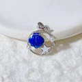 Marine style stainless steel pendant with blue enamel shell and white starfish charm - Round Frame Blue Scallop-Silver (8)