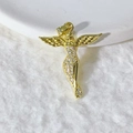 Golden Cupid angel pendant necklace with shimmering white zircons for hip hop style - Iced Out Gold Angel (12)