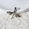 Micro shot of 18K silver plated dragonfly pendant with sparkling zircon gemstones - Dragonfly Silver Waterdrop Zirconia Pendant Only (Without Chain)