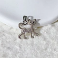 Pendentif chat en argent serti de zircons colorés étincelants pour collier femme - Chat Argenté