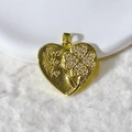 Gold heart pendant with clover zircons and Happy Mother's Day engraving for DIY jewelry - Happy Mother's Day Gold Clover Heart Style (7)