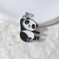 Cute panda pendant in silver finish with black and white enamel for DIY jewelry - Silver Giant Panda Pendant (3) (Pendant Only (Without Chain))