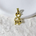 Zircon inlaid boy pendant in gold finish with black stones for DIY jewelry making - Gold Black Zircon Boy Style (3)