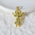 Hiphop golden cupid arrow pendant with white zircon inlays on plush background - Gold Religious Figure (15)