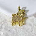 Mops-Halskette mit funkelnden Kristallen und goldener Metalloberfläche - Goldener Mops