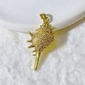 Gold plated ocean conch pendant with micro-pave white crystals for DIY jewelry - White Conch Style-Gold (13)
