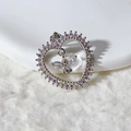 Silver heart pendant with micro-paved zircons and a small bird charm for DIY jewelry - Silver Pave Zirconia Bird Heart Style (4)