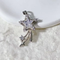 Silver star pendant with cubic zirconia inlay and flowing meteor trail design - Dreamy Meteor Star Style (6)