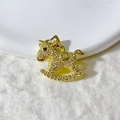 Gold-plated rocking horse pendant with sparkling white cubic zirconia stones - Gold Rocking Horse Pendant (7) (Pendant Only (Without Chain))