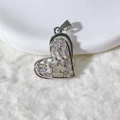Silver-finished heart pendant with zircon stones for DIY necklace and bracelet - Silver Hollow Baguette Zirconia Heart Style (5)
