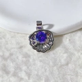 Seashell pendant with purple cubic zirconia and gold-plated copper for jewelry making - Silver Purple Shell Style (3)