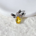 Zilveren bijenhanger met een grote gele edelsteen en zirkonia op de vleugels - Bij Zilver Gele Zirconia Hanger Alleen (Zonder Ketting)