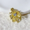 Gold plated heart pendant with central zircon and radiating starburst design - Gold Heart Firework Style (8)