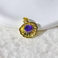 Gold plated shell charm with purple cubic zirconia for DIY jewelry making - Golden Purple Shell Style (4)