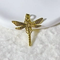 Prachtige 18K vergulde libel hanger met glinsterende zirkoon voor doe-het-zelf sieraden - Libel Goud Getextureerd Hanger Alleen (Zonder Ketting)
