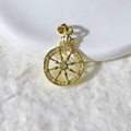 Gold-plated crown ship wheel pendant featuring sparkling micro-pave cubic zirconia - Gold Crown Rudder Style (9)