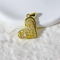 Gold-plated heart pendant with micro-pave cubic zirconia for DIY jewelry making - Gold Hollow Baguette Zirconia Heart Style (9)
