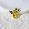 18K vergulde bijen hanger met gele ovale zirkoon en sprankelende witte steen inleg - Bij Goud Gele Zirconia Hanger Alleen (Zonder Ketting)