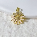Pink daisy pendant with gold plating, cubic zirconia and enamel for DIY jewelry crafting - Pink Daisy (3)