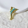 Ciondolo a delfino con smalto blu e micro-pavé di zirconi in placcatura oro - Stile Delfino Oro-Azzurro (6)