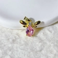 18K vergulde bijenhanger met roze zirkoon en heldere accenten voor het maken van sieraden - Bij Goud Roze Zirconia Hanger Alleen (Zonder Ketting)