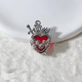 Gothic hart hanger met rood kristal en zilveren zwaard voor DIY-sieraden maken - Zilver Rood Heilig Hart Zwaard Hanger Alleen (Zonder Ketting) (6)