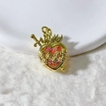 Gouden Heilig Hart hanger met roze hartvormige steen en elegant roosreliëf - Goud Roze Heilig Hart Zwaard Hanger Alleen (Zonder Ketting) (7)
