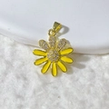 Golden double-layer daisy flower pendant with yellow oil dripping and white cubic zirconia - Yellow Daisy (6)
