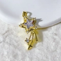 Golden shooting star pendant charm with clear zircon stone and micro-pave detailing - Gold Meteor Style (12)