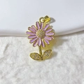 Ciondolo a margherita viola con placcatura in oro e cristalli bianchi per collane - Stile Margherita Viola Placcato Oro
