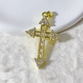 Elegante gouden kruishanger met rechthoekige zirkoon en diamanten accenten - Gouden Baguette Kruis Hanger Alleen (Zonder Ketting) (12)