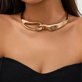 Poliertes Gold-Choker im Punk-Stil mit klobigem Flüssigmetall-Design für Damen - Halskette / Gold
