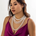 Elegante gelaagde faux parel choker ketting in barokstijl voor dames accessoires - Zilver Stijl 4580